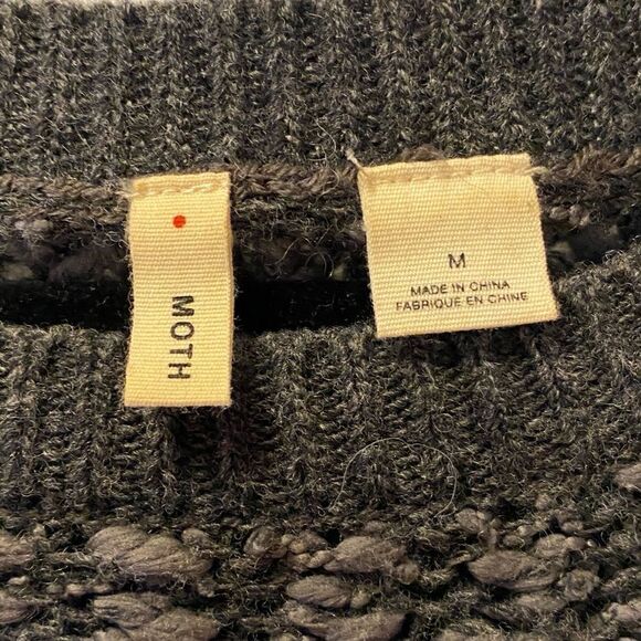 ANTHROPOLOGIE MOTH Crew Neck Pullover Sweater Charcoal Gray Women’s Size Medium - Picture 4 of 5
